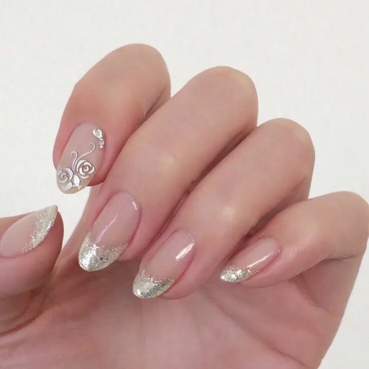 Красивый маникюр френч изысканный овал фото Belleza Nail art, Rose gold nails, Nail art designs