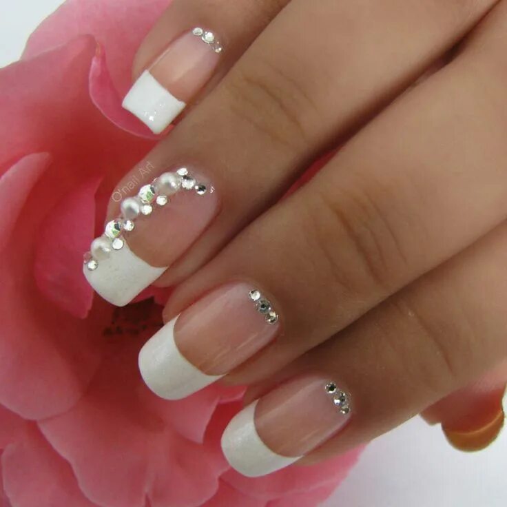 Красивый маникюр френч стразы nails with strass Nagels