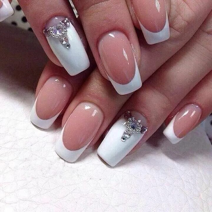 Красивый маникюр френч стразы Pin on Manicure Nail art wedding, Nail art summer, Manicures designs