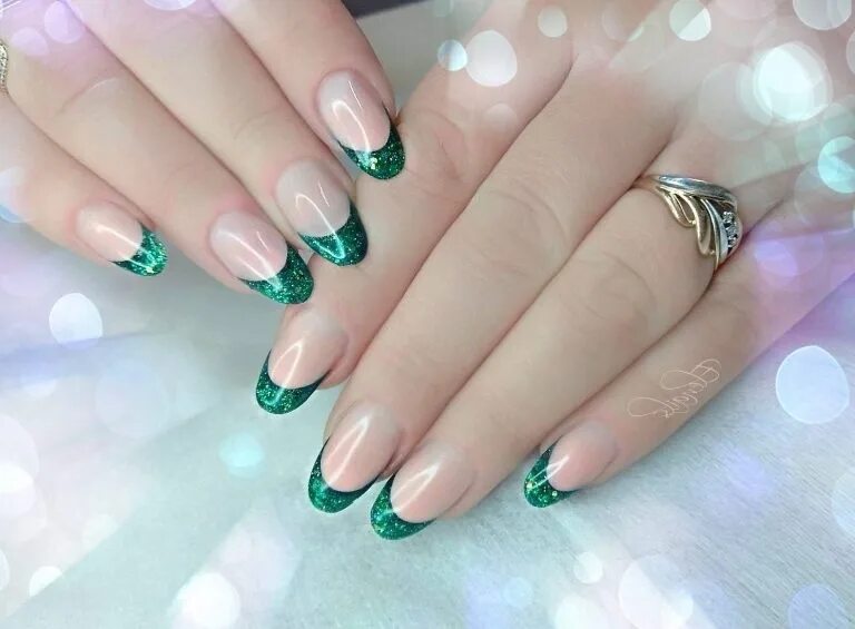 Красивый маникюр френч зеленый Френч с зеленым цветом фото Strazi-Nail.ru