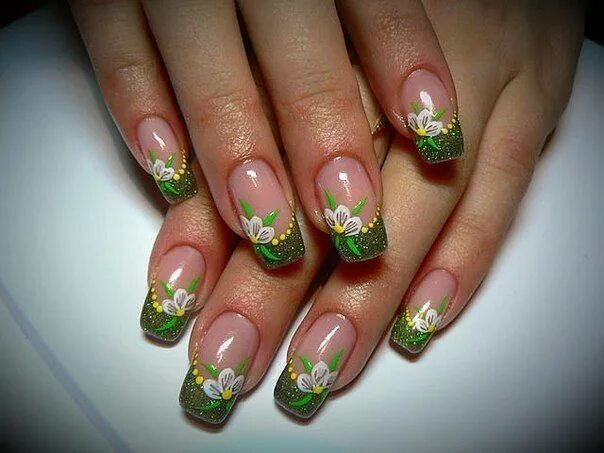 Красивый маникюр френч зеленый Pin on ногти Fall nail art designs, Nail art designs videos, Sunflower nail art