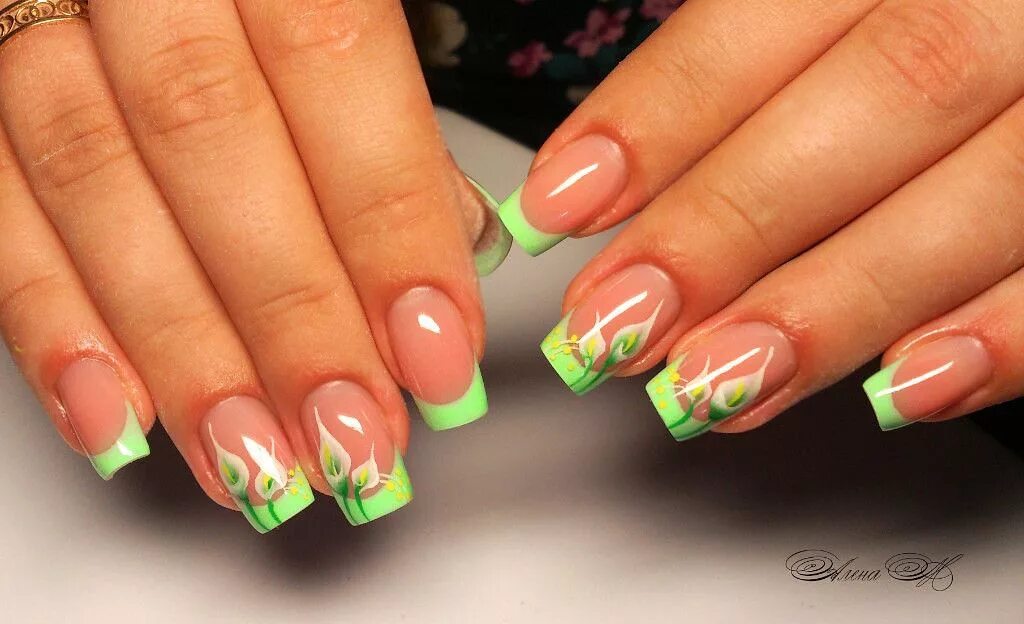 Красивый маникюр френч зеленый Одноклассники Art deco nails, Eye nail art, Nail designs
