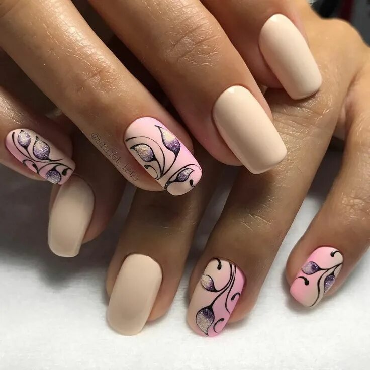 Красивый маникюр гель рисунок Nail Art #3944 - Best Nail Art Designs Gallery BestArtNails.com Beige nails, Bei