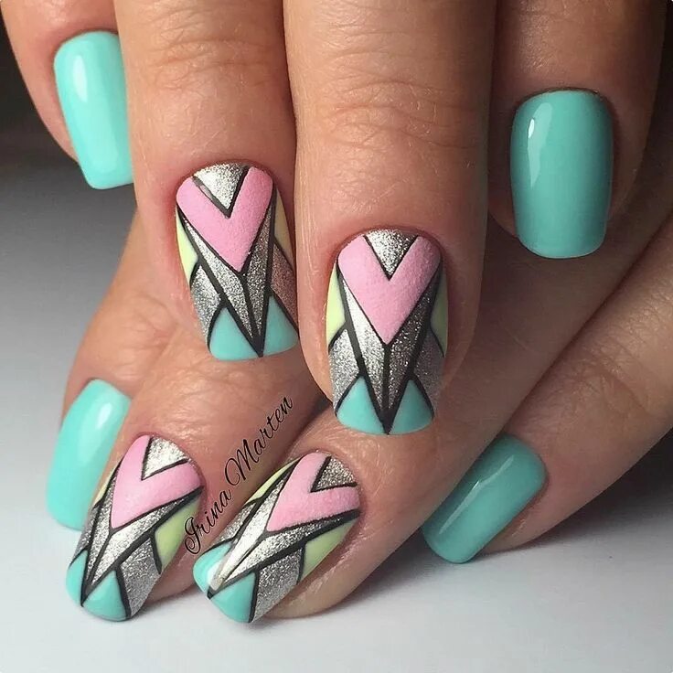 Красивый маникюр геометрия Pin on Cute Pink nail art designs, Cute nail art designs, Acrylic nail designs g
