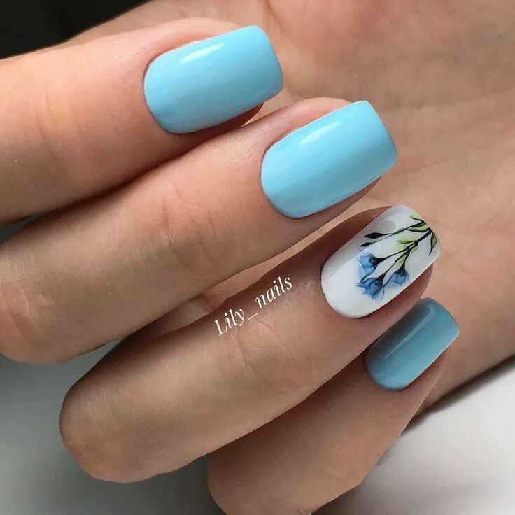 Красивый маникюр голубых тонов Pin on nails Stylish nails art, Fresh nails designs, Pink manicure