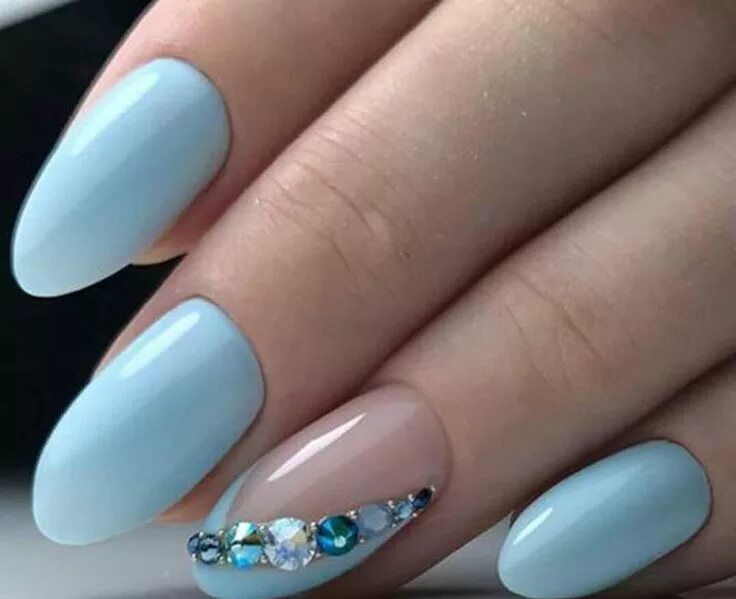 Красивый маникюр голубых тонов Голубой маникюр: 100 фото с модными идеями Blue nails, Manicure, Nails