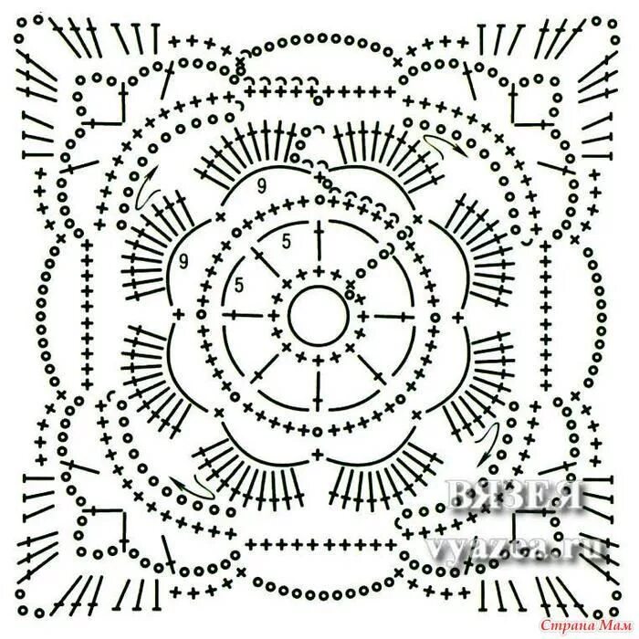 Красивый мотив крючком схема Pin en мотивы крючком Tejidos de ganchillo, Patrones, Diseños de ganchillo