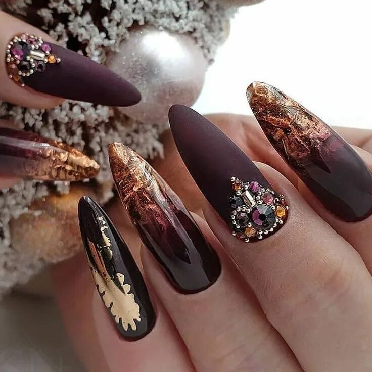 Красивый осенний маникюр на длинные ногти Пин на доске Manicure/Маникюр