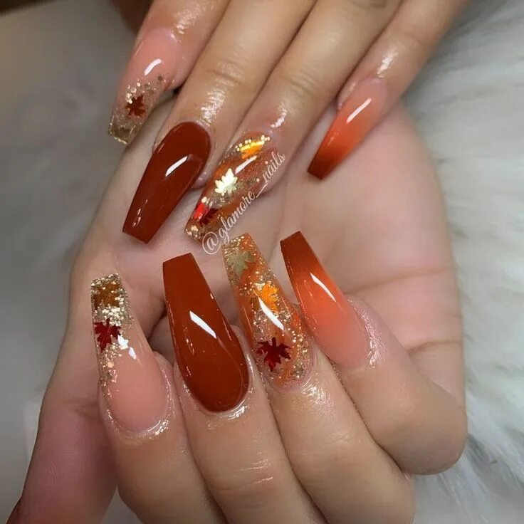 Красивый осенний маникюр на длинные ногти Fall Nails - 66 Ideas for the Autumn Season! - LynSire Cute nails for fall, Gel 