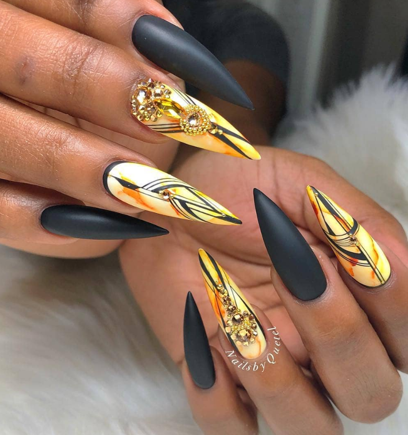 Красивый осенний маникюр на длинные ногти 75 Chic Classy Acrylic Stiletto Nails Design You'll Love - Page 64 of 75 - Fashi