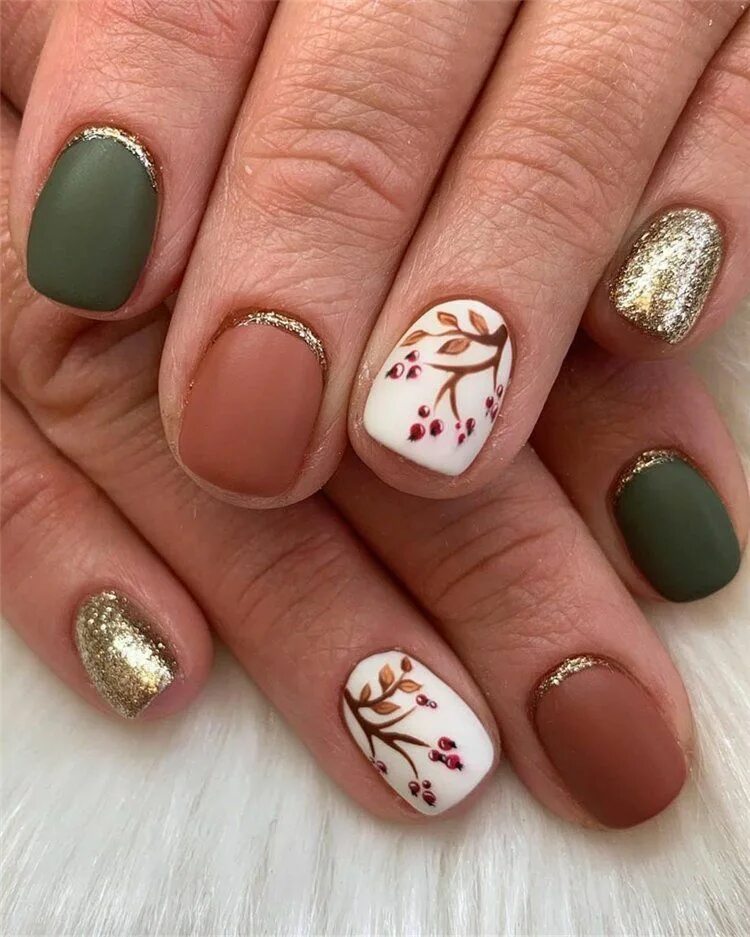 Красивый осенний маникюр на короткие ногти фото Pin on Nails