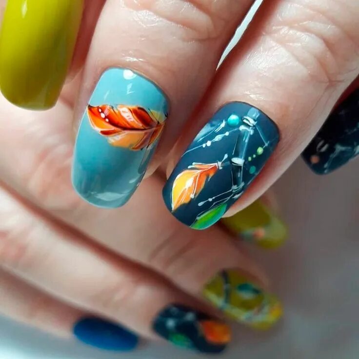Красивый осенний маникюр яркий Осенний маникюр 2020: модные тенденции с фото Gel nails, Nails, Fashion nails