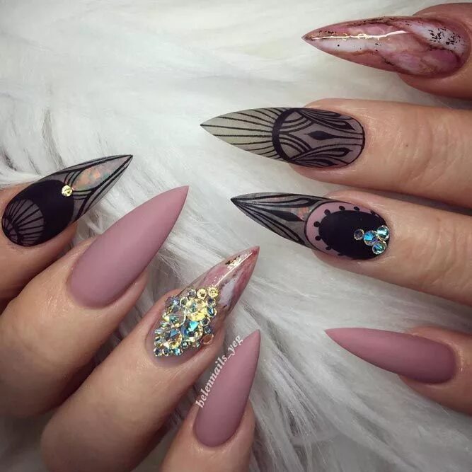 Красивый острый маникюр Fantastic Matte Acrylic Nails To Give A Thought To Pink nail art designs, Nail a