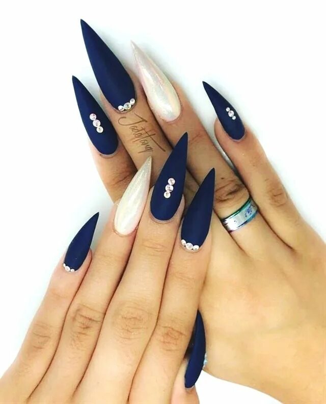 Красивый острый маникюр ♚ ♛ нσυѕтσиqυєєивяι ♛ ♚ #AcrylicNailDesigns Гвоздь, Синий маникюр, Украшение гел