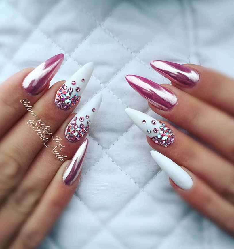 Красивый острый маникюр новинки 80+ Trendy White Acrylic Nails Designs Ideas To Try - Fashionsum Metallic nail a