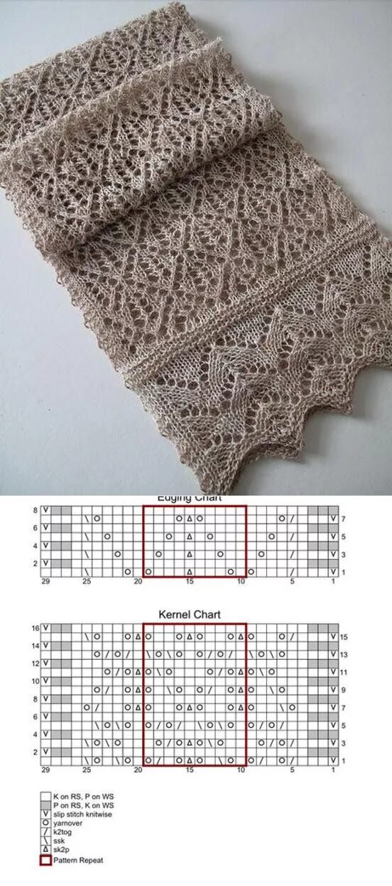 Красивый палантин спицами схема узорами Узоры Lace knitting stitches, Lace knitting patterns, Knit stitch patterns
