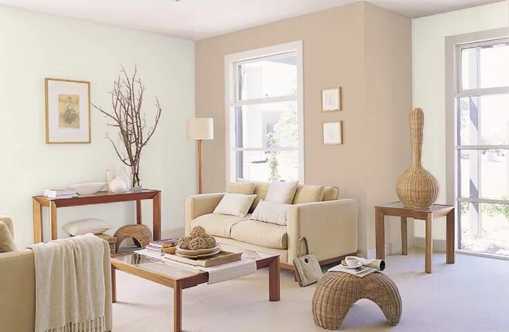 Краска бежевая для стен в интерьере Living room and bathroom walls colour scheme mock up Decoracion de interiores, D
