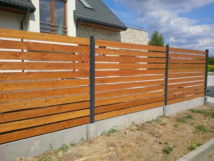Краска для деревянного забора фото Ogrodzenia drewniane Modern fence design, Diy backyard fence, Fence design