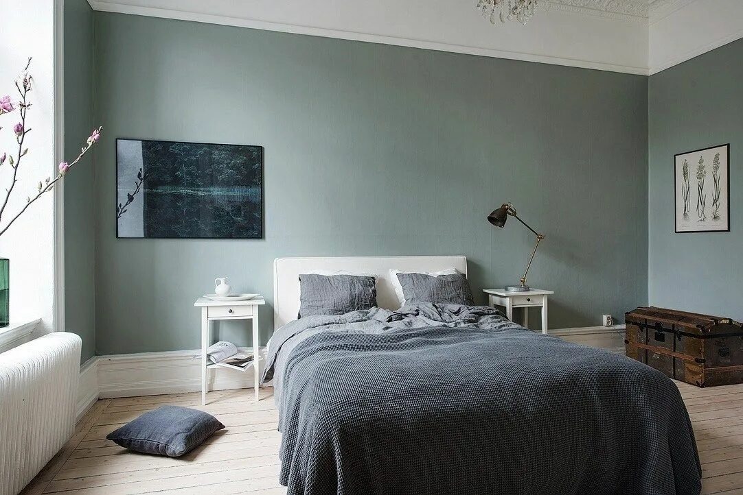 Краска для обоев цвета фото Дизайн интерьера Ardezart Habitación verde salvia, Ideas de dormitorio verde, De