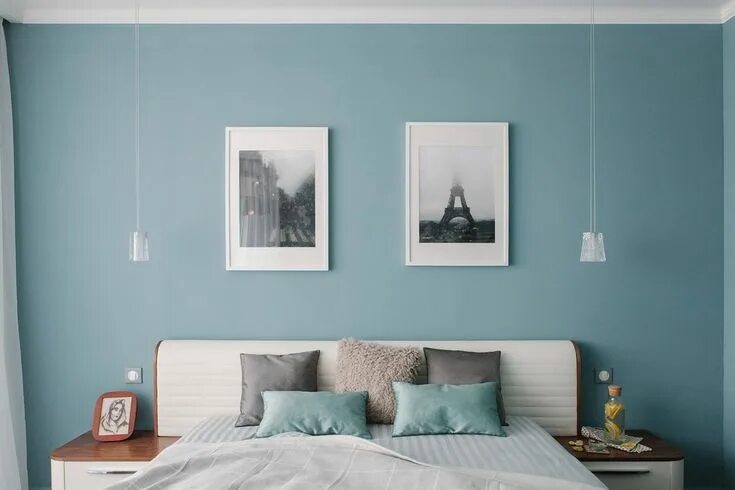 Краска для обоев цвета фото Pin by Anastasia Gramzina. Interior D on house Blue bedroom walls, Cool floor la