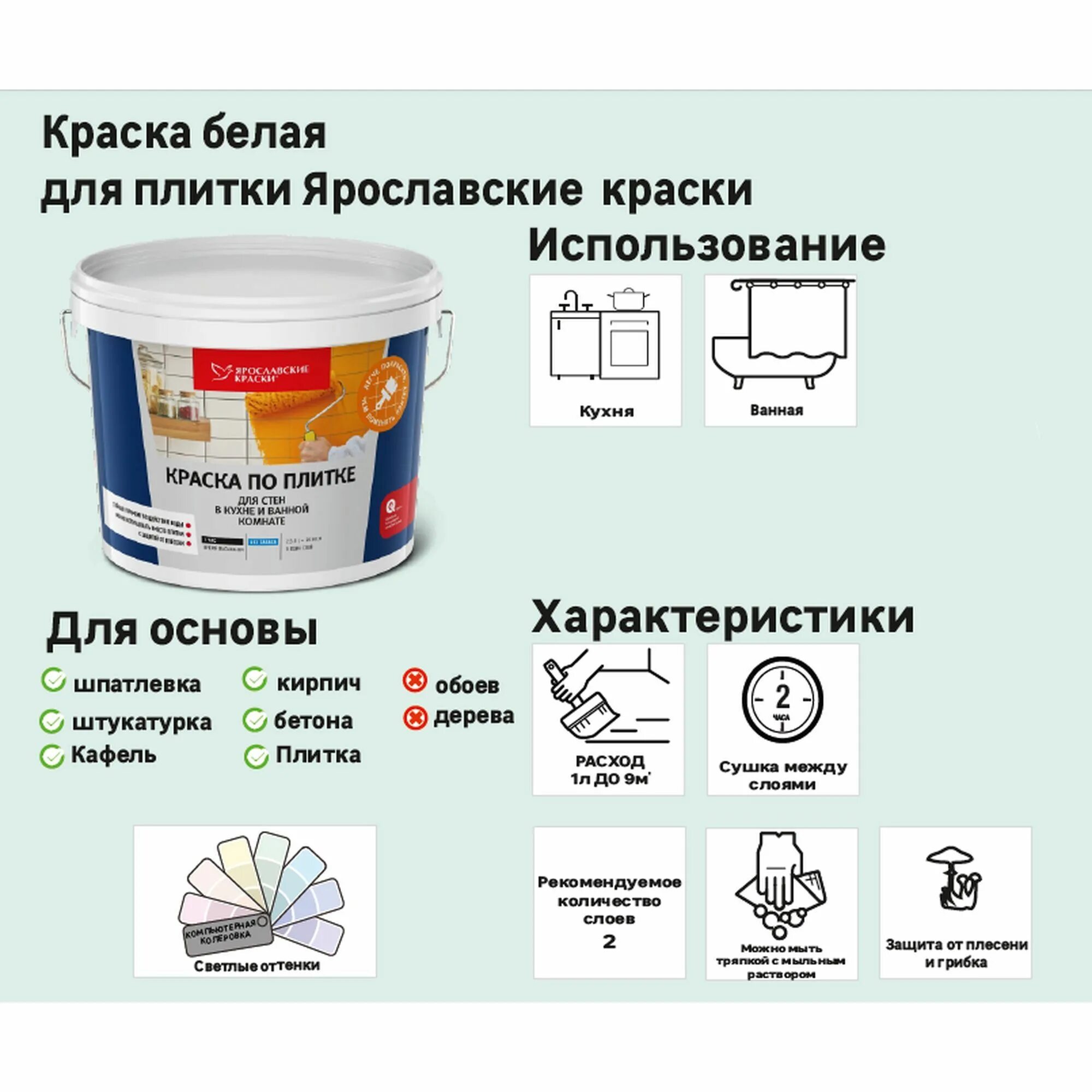 Краска для плитки фото Краска по плитке для стен в кухне и ванной, 0.9 л - Алматыда төмен бағамен 5190 