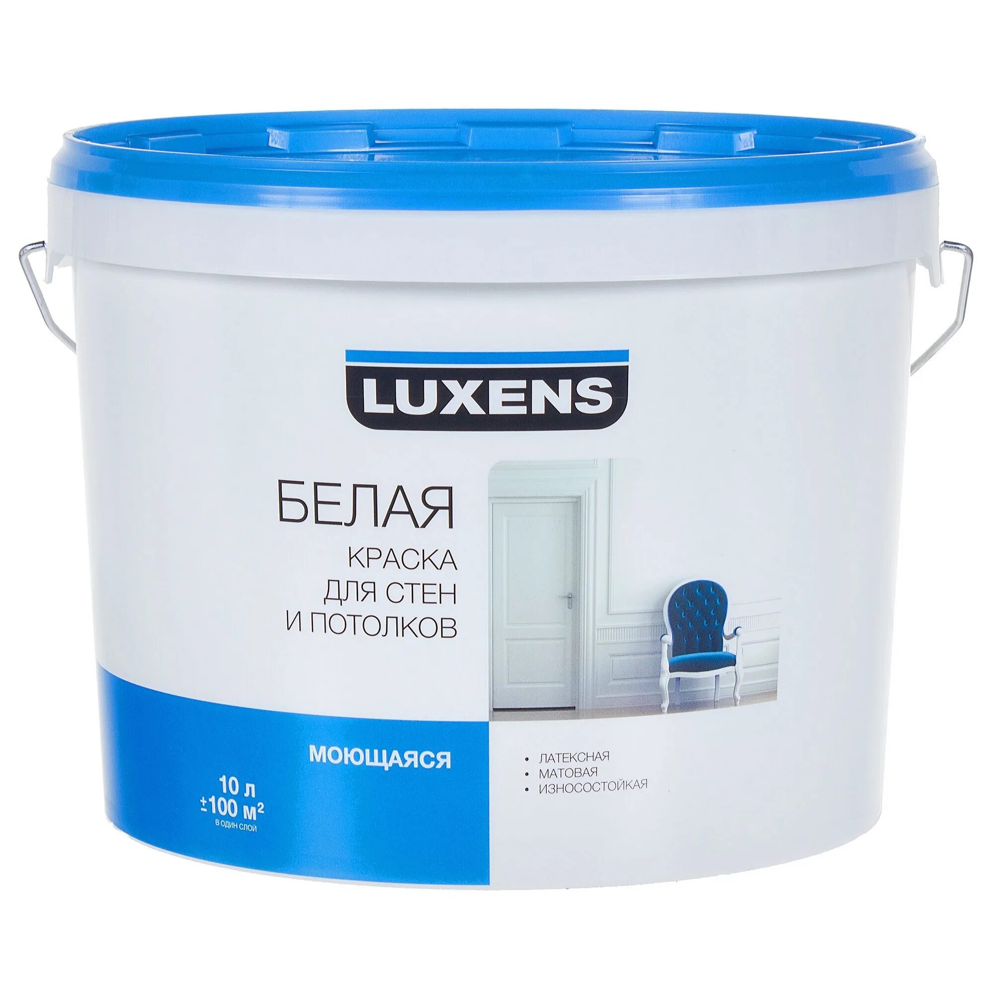 Краска для стен моющаяся фото Краска водно-дисперсионная Luxens цвет белый 10 л база 1 - купить в Алматы по це