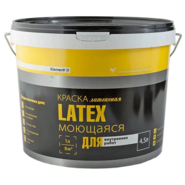 Краска для стен отзывы фото Краска Element 4660005413_A, Латексная, Матовое покрытие, белый - купить в интер