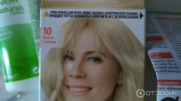 Краска для волос белое солнце фото Отзыв о Стойкая крем краска для волос Garnier Color Naturals 10 "Белое солнце" Б