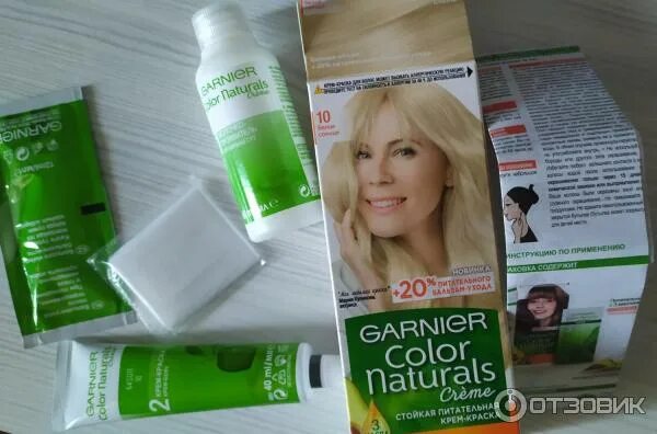 Краска для волос белое солнце фото Отзыв о Стойкая крем краска для волос Garnier Color Naturals 10 "Белое солнце" Б