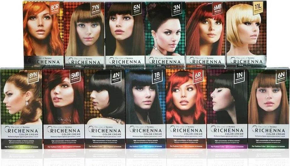 Краска для волос бренды фото Richenna Крем-краска для волос с хной Chestnut - купить по цене от 1450 руб в ин