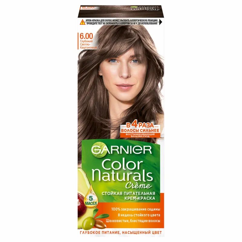 Краска для волос гарньер каштановый фото Color Naturals Крем-краска, тон 6.00 Глубокий светло-каштановый Garnier купить н