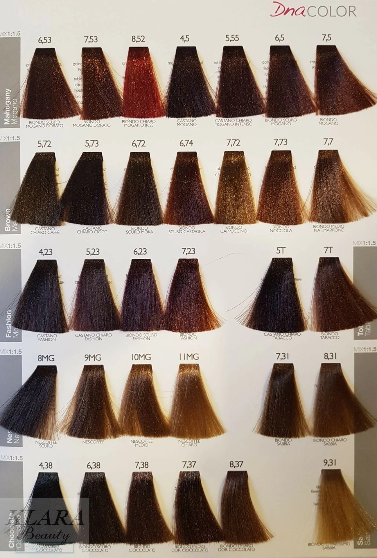 Краска шот палитра цветов фото Shot farba z kolagenem DNA Color, farba do włosów, 100ml 124 odcienie Klara Beau