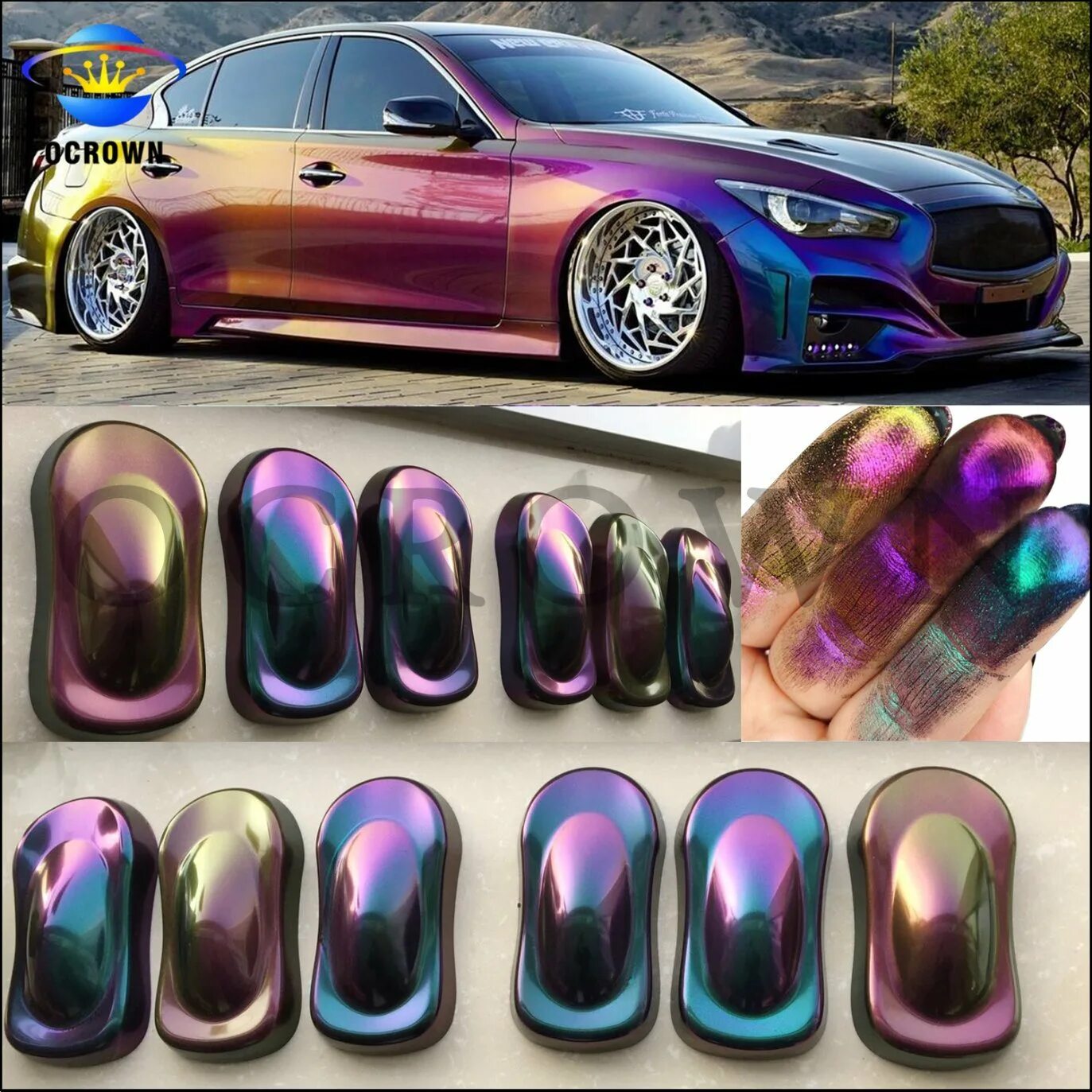 Краски для автомобилей фото Краска хамелеон хром цветовой сдвиг Pearl пигмент автомобильная краска - Китай П