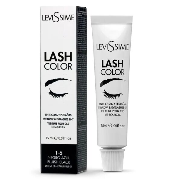 Краски для бровей и ресниц фото LEVISSIME LASH COLOR Краска для бровей и ресниц № 1-6 Иссиня-черный 15 мл / Стой