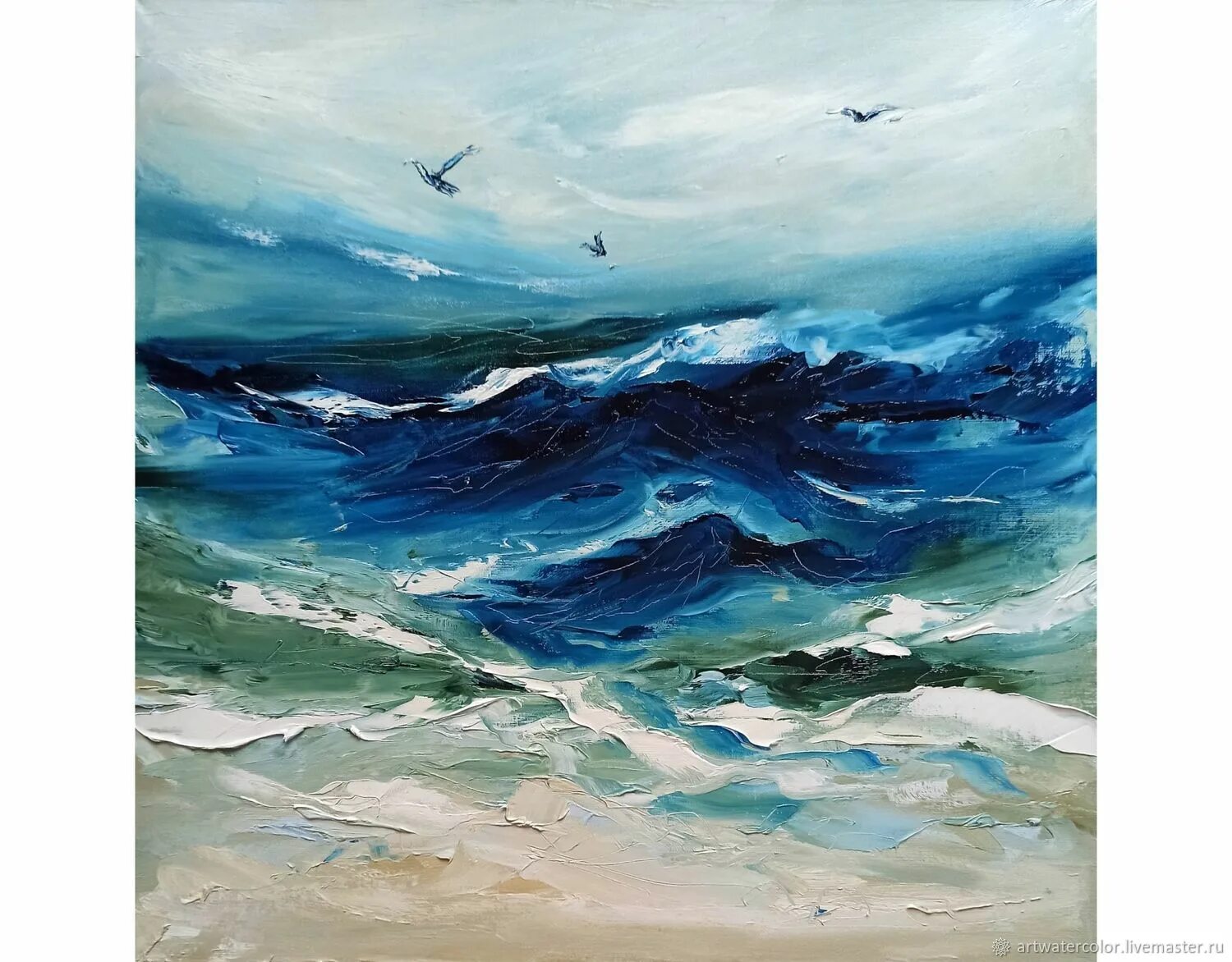 Краски моря фото Oil Painting Sea Abstract Wave Seascape в интернет-магазине на Ярмарке Мастеров 