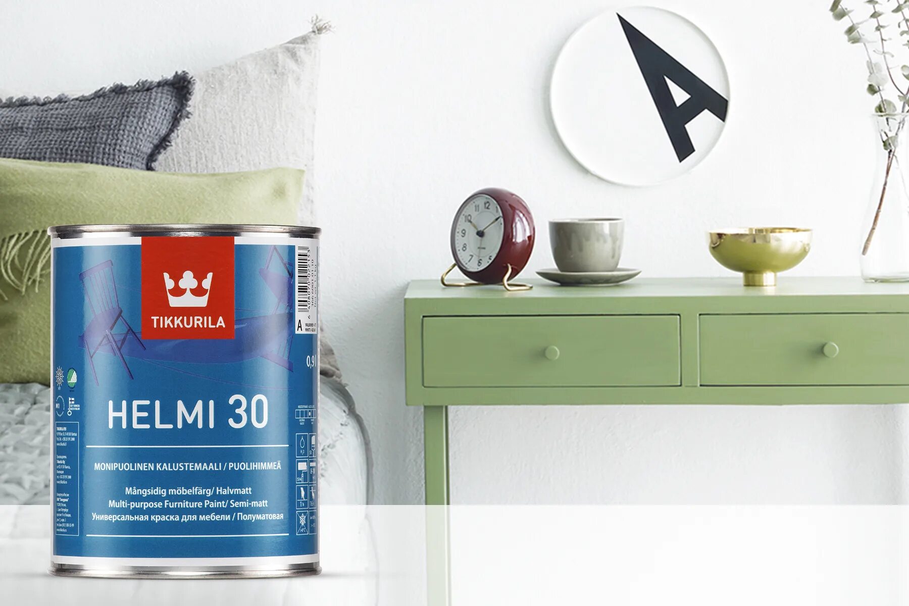 Краски тиккурила фото Краска Tikkurila Helmi 30 / Тиккурила Хелми акрилатная краска для мебели, 2.7л, 