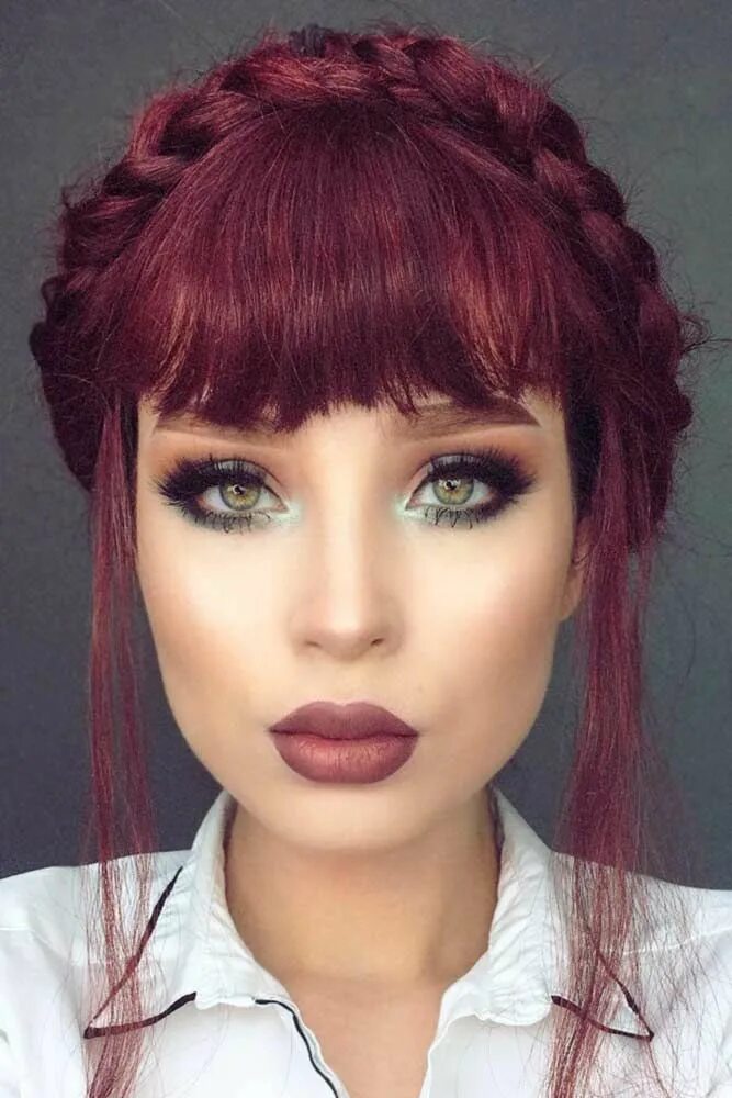 Красная челка фото Popular Styles With Fringe Bangs That Will Elevate Your Beauty Wine hair, Dyed h