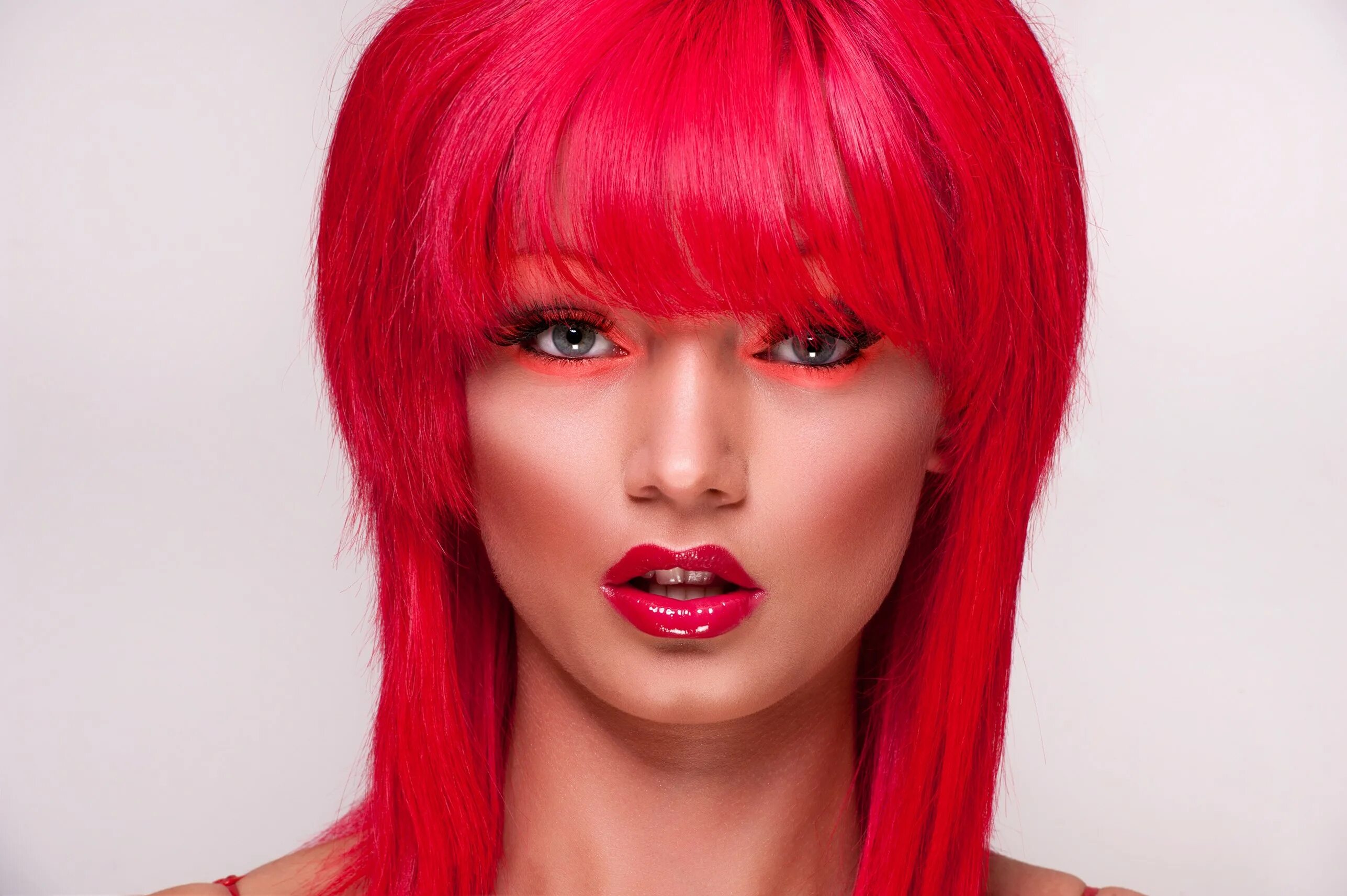 Красная челка фото Wallpaper : face, women, redhead, portrait, dyed hair, long hair, black hair, mo