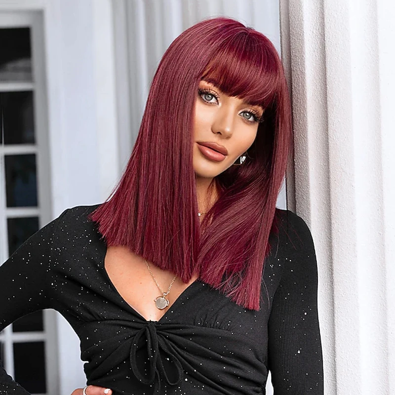 Красная челка фото HAIRJOY, Женский синтетический парик, стрижка Боб, стиль Пикси, с челкой, блонд,
