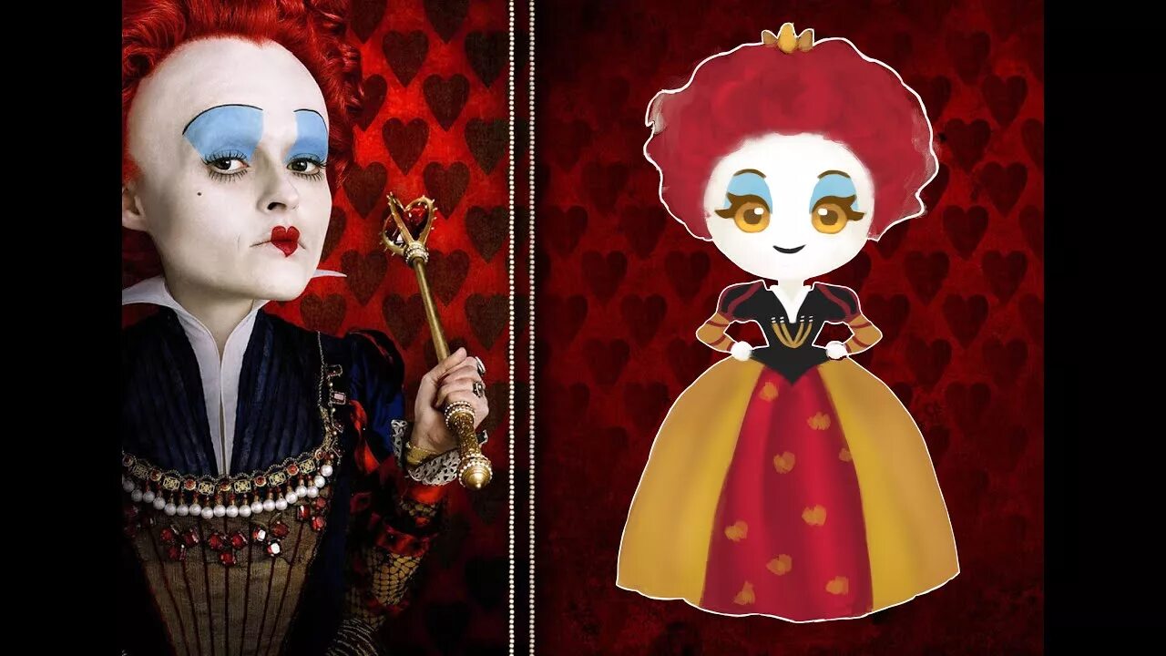 Красная королева алиса в стране чудес фото How to draw ✎ RED QUEEN CHIBI VERSION ✎ ALICE IN WONDERLAND - YouTube