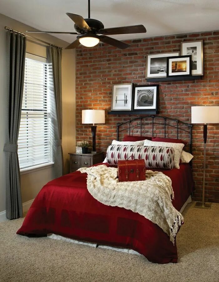 Красно белый кирпич в интерьере Rustic Brick and Stone Looks Great in the Bedroom Artisan Crafted Iron Furnishin