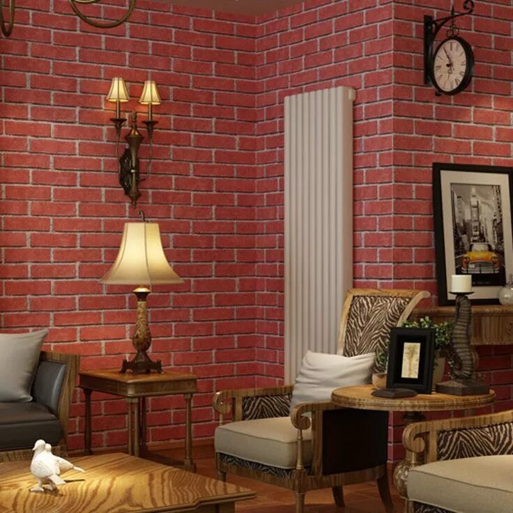Красно белый кирпич в интерьере beibehang brick pattern wallpaper for walls 3 d personality retro brick wallpape