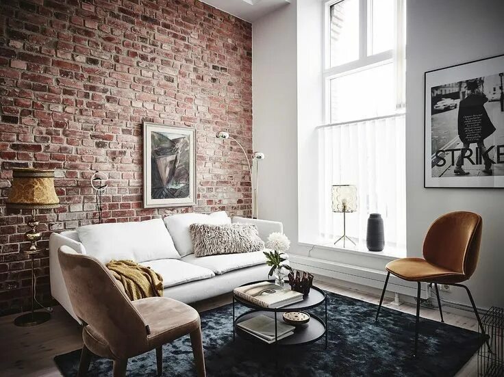 Красно белый кирпич в интерьере Un apartamento renovado con estilo nórdico Interior de ladrillo, Decoración de u