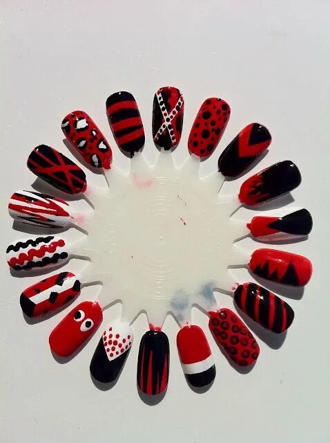 Красно черно белый маникюр Exceedingly Polished Nail art wheel, Nail art designs videos, Nail art