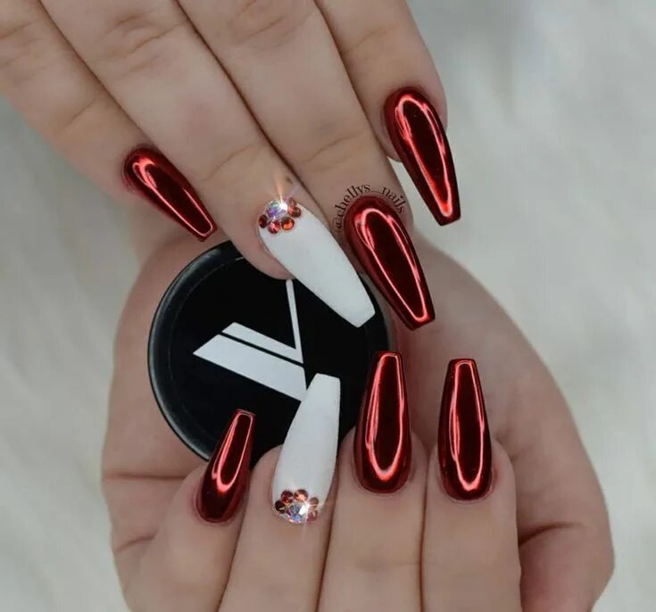 Красно черный маникюр 2024 на длинные ногти Coffin Nails coffin nails usa - #coffin #nails - #New Chrome nails, Chrome nails