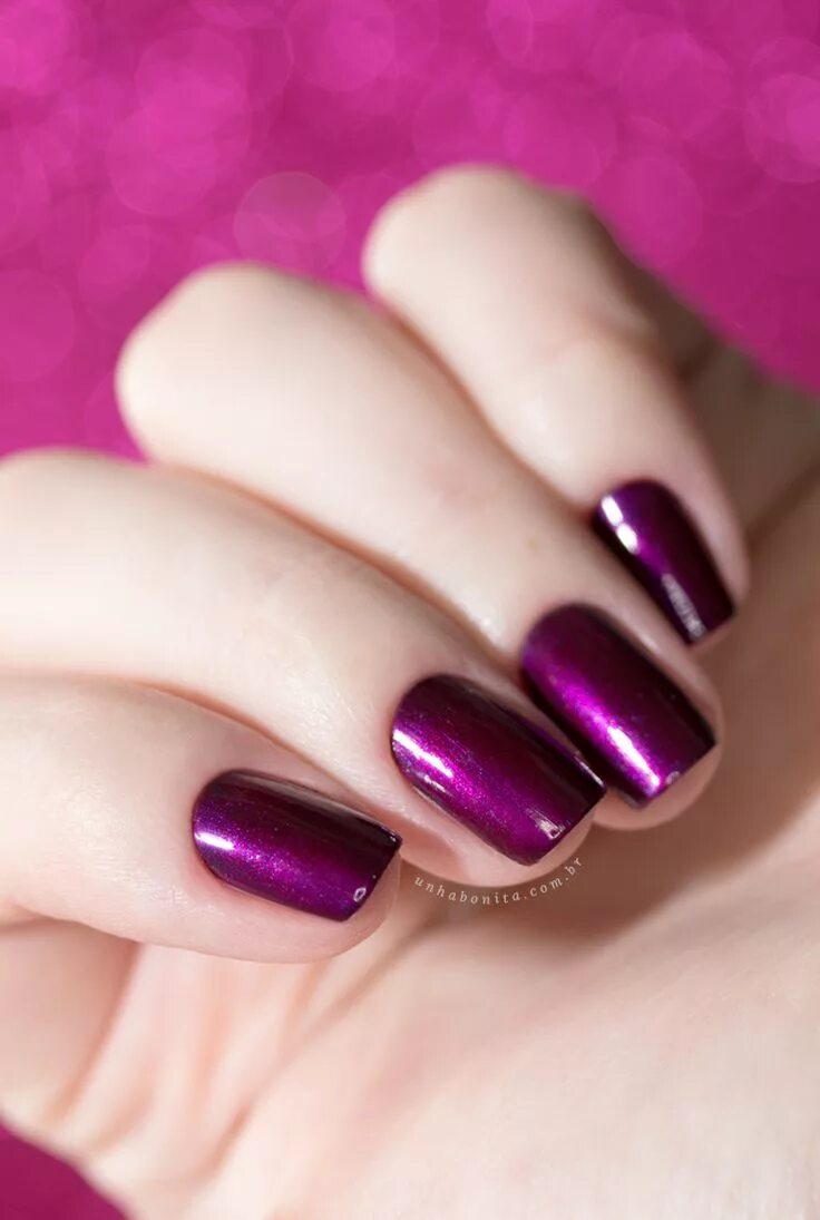 Красно фиолетовый цвет маникюра Combinando Esmaltes: Roxo metálico bapho! - Unha Bonita em 2024 Unhas roxas, Unh