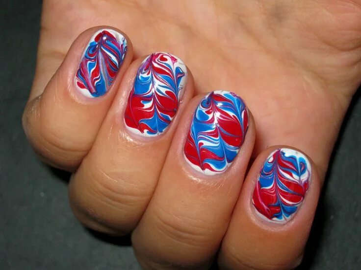 Красно голубой маникюр Pin on Little Nails Ideas