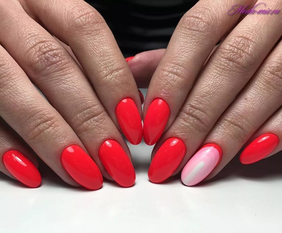 Красно коралловый маникюр Маникюр красно розовые оттенки фото Strazi-Nail.ru