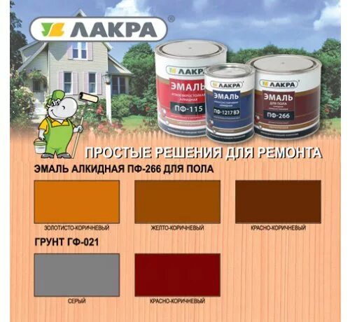 Красно коричневая краска для пола фото МАСТЕР-КРАСКИ Эмаль ПФ-266 ЛАКРА для пола глянцевая высокопрочная