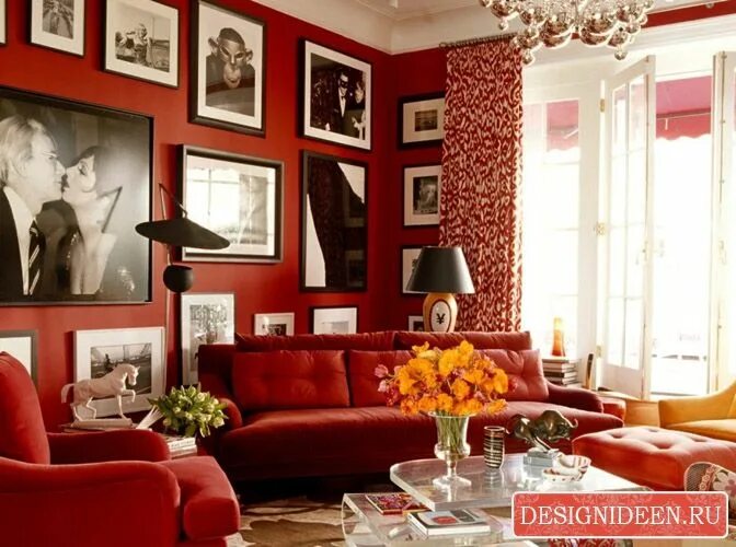 Красно коричневый цвет в интерьере Красный цвет в интерьере http://design ideen.ru Интерьер, Современная гостиная, 